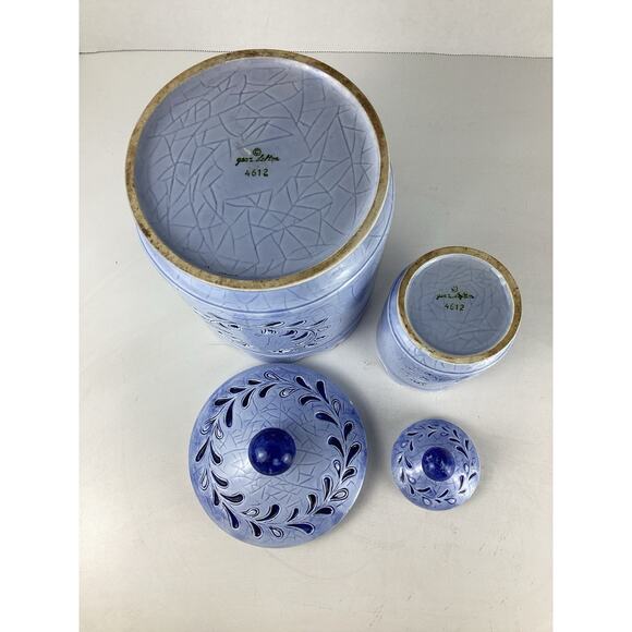 Vintage Lefton Blue Rooster Set Of Ceramic Kitchen Canisters Country Decor - Picture 6 of 8